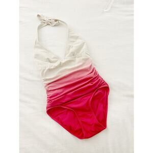 DKNY Barbie Pink Ombré Halter One Piece Swimsuit